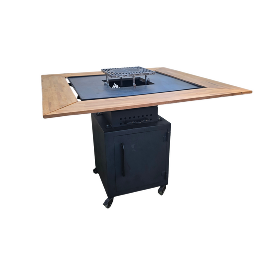 Gratar cu plita 10mm - fire pit - statie de gatit outdoor 4 in 1, fabricat în România
