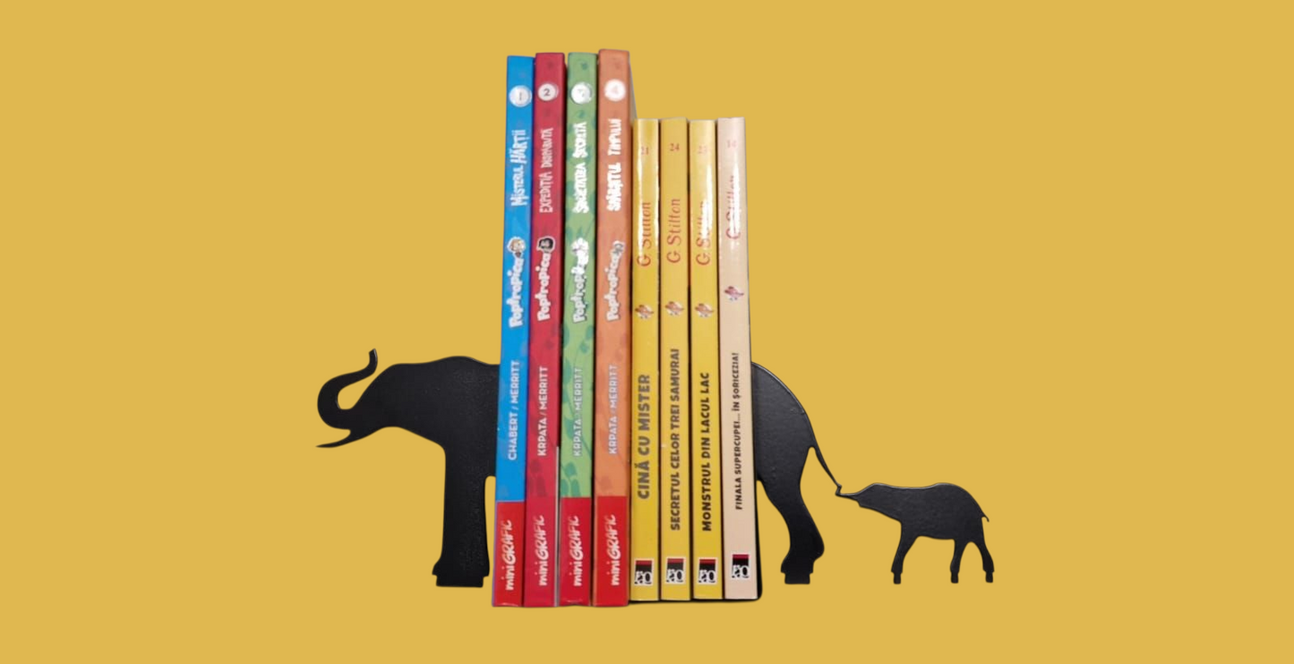 Suport pentru cărți - bookend Elefantei