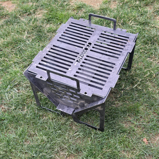 Grătar metalic portabil, tablă 3 mm, 500x400 mm – robust și compact pentru camping și picnic
