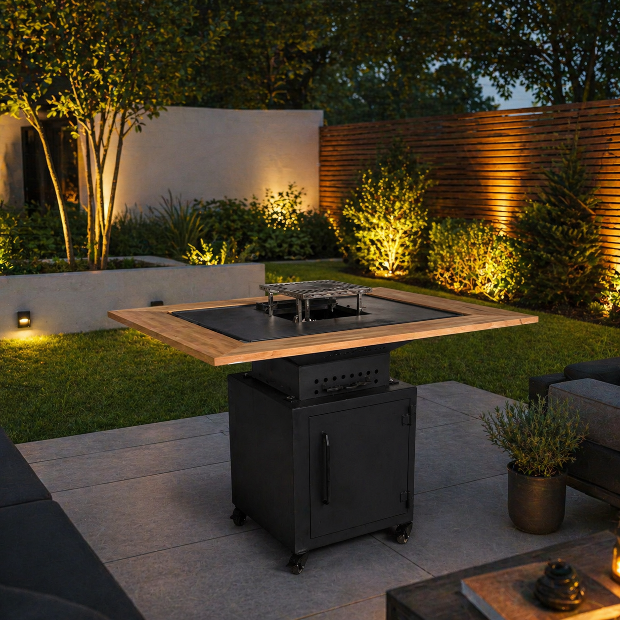 Gratar cu plita 10mm - fire pit - statie de gatit outdoor 4 in 1, fabricat în România
